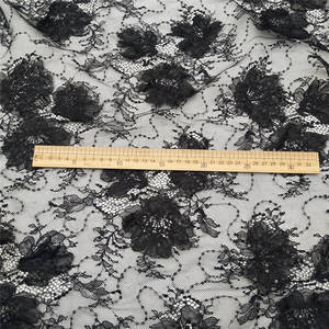 ชุดเดรสงานแต่งงาน งานเลี้ยงกลางคืน ผ้าลูกไม้ฝรั่งเศสไนลอนถักลายดอกไม้สีดำประดับเลื่อม 3 มิติ ความกว้าง 150 ซม. ดีไซน์หรูหราสไตล์วินเทจ - Product Image 3