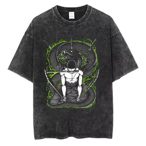 T-shirt One Piece style affiche de recherche, en coton délavé rétro, streetwear, à manches courtes avec motifs imprimés - Product Image 6
