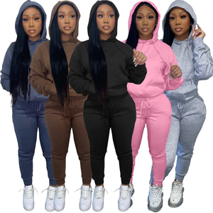 LOGO Custom Herbst 2024 Damen Kleidung Pullover Trainings anzug 2 Zweiteilige Hose Hoodie Set Jogger Sweat suit Jogging hose und Hoodie Set - Product Image 2