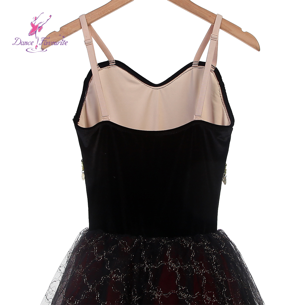 Black Velvet Red & Black Tulle Ballet Tutu Long Ballet Dance Tutu Performance Costume Romantic Tutus Dancing Dress 23155