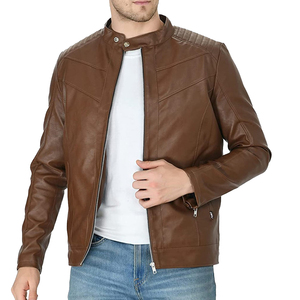 Veste en cuir marron pour homme de haute qualité, personnalisée, pour l'hiver, fermeture éclair, couleur unie, vestes en cuir pour homme - Product Image 1