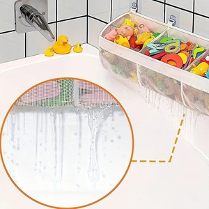 Sac de rangement en filet pour douche à 3 compartiments, support de rangement multifonctionnel pour baignoire, sacs de rangement en filet pour salle de bain - Product Image 3