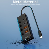 USB C Hub portabel 5 in 1 dengan sakelar On/Off Individual Splitter sangat baik permukaan buku Mac Laptop iPhone-USB 3.1 kompatibel