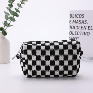 Sac de maquillage de grande capacité en coton de couleur unique avec fermeture à glissière Boîte d'organisateur de cosmétiques de mode en gros pratique - Product Image 2