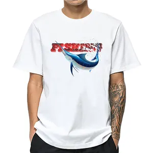 Camisetas masculinas estampadas rts, casual, cornit impresso, impressão de pesca, design personalizado, camiseta