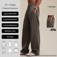Pantalones de chándal lisos, lavados a la piedra, holgados, con cordón y cintura elástica, unisex, de felpa gruesa de 400 GSM, estilo urbano vintage para descanso.