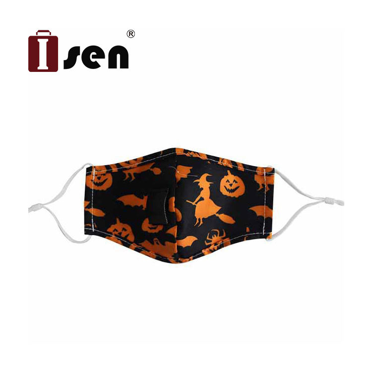 ISEN Halloween Party Cotton Pumpkin Mask Reusable Anti-dust Christmas Adjustable Mask with Straw Hole