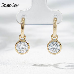 Créoles StarsGem en or massif 18 carats avec diamants de laboratoire 2,19 ct DEF VS taille brillant rond sertis clos, plaqué rhodium, luxe, en stock - Product Image 3