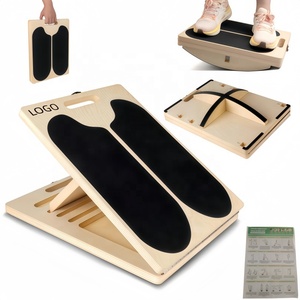 3 1 Wood Slant Board Balance Board <b>Set</b> Resistance Bands Adjustable Calf Stretching Portable Home Gym Fitness Training Exercise - Product Image 1