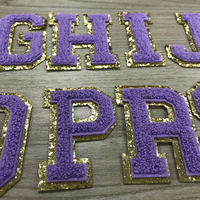 Patch en chenille violet brodé découpé au laser, petite taille, avec lettres, pour uniforme