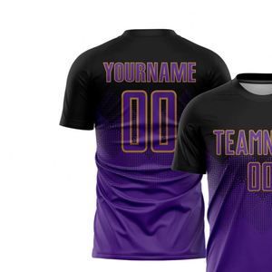 Camiseta de Fútbol Negra con Estampado Degradado, Manga Corta, Transpirable, Absorbe la Humedad, Ligera, Ropa Deportiva de Verano para Entrenamiento - Product Image 3