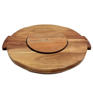 Plateau tournant en bois d'acacia, plateau à fromage rotatif, plateau en bois pivotant, plateau de service alimentaire multifonctionnel, 12 pouces - Product Image 2
