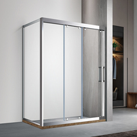 En gros, Cabine de douche d'angle coulissante double en verre trempé 8/10 mm avec cadre en acier inoxydable