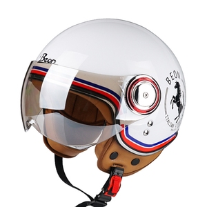Medio casco unisex Retro Para todas las estaciones para motocicletas, tamaño universal XL con forro de espuma y visera, capacidad retro para motocicleta - Product Image 3