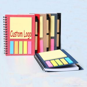 Bloc-notes en papier kraft et PET fluorescent avec notes adhésives détachables, personnalisable en petites séries, cadeaux d'entreprise, bloc-notes promotionnel avec couverture en PVC - Product Image 1