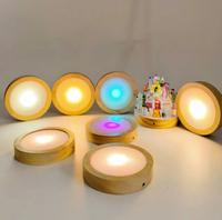 100mm Gravé 92mm LED Base Grand Nombre Spot Moderne Boule De Cristal Base USB Blanc Chaud Coloré Veilleuse Bois Matériel
