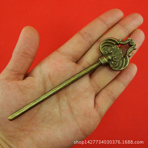 <b>Brass</b> Round Cabinet <b>Door</b> Handle 159mm Traditional Style Drawer Lock B2072 - Product Image 2