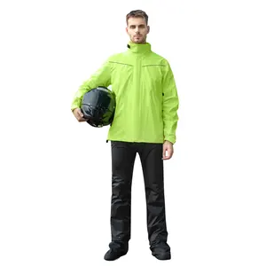 Motorcycle outdoor riding split style raincoat and pants set, bicycle waterproof reflective raincoat with shoe cover