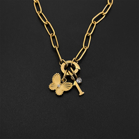 Pulsera de Acero Inoxidable Chapada en Oro de 14 Quilates con Dije de Mariposa y Número 1, Estilo Y2K, Joyería DIY para Mujer, Emanco
