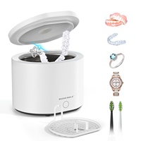 Pembersih Ion Ultrasonik Mini Portabel Sonic 2025 dengan UV, Tangki 200ml untuk Perhiasan, Jam Tangan, Gigi Palsu, dan Kepala Sikat Gigi