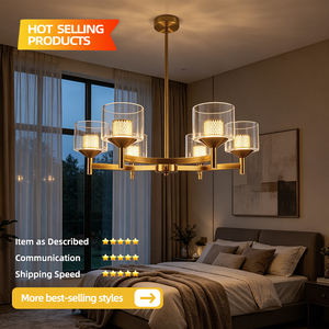 โคมไฟระย้า LED หลายหัวทรงฟาร์มเฮาส์สีทอง โคมแก้วใส โครงเหล็ก เหมาะสำหรับห้องครัว เกาะกลางห้องครัว ห้องรับประทานอาหาร ห้องนั่งเล่น ห้องนอน - Product Image 2