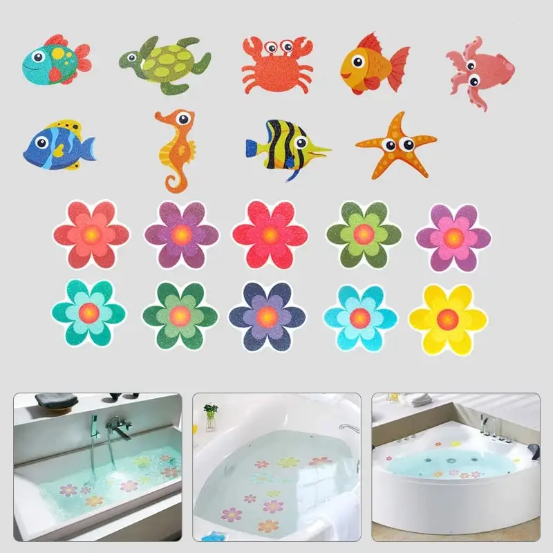 GRS Certified Waterproof PEVA Kids Safety Anti-slip Tape Lovely Sea Creature Anti Slip Sticker For Bathroom