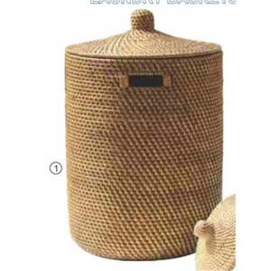 Panier de rangement rond en jacinthe d'eau tressée sur mesure pour vêtements, avec couvercle, pour salon et chambre à coucher - Vente en gros - Product Image 6