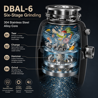 Moteur BLDC 1HP ultra-silencieux 50dB pour broyeur de déchets alimentaires d'évier de cuisine avec broyeur en acier inoxydable