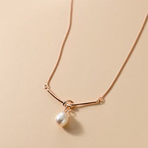 Collier en argent pur S925 haut de gamme avec nœud perlé, design simple et original pour les célébrités d'Internet et les diffusions en direct - Product Image 3