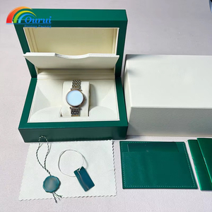 กล่องนาฬิกาสีเขียวลายลูกฟูกแบรนด์ดัง คุณภาพสูง พร้อมการ์ดและถุงกระดาษ ป้ายทำจากหนัง MDF - Product Image 4