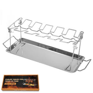 Soporte Plegable para Asar Muslos de <span class=keywords><strong>Pollo</strong></span>, de Acero Inoxidable, con Bandeja Recolectora de Grasa - Product Image 5