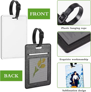 Cá Nhân Truyền Nhiệt PU Da Trắng Trống Hình Chữ Nhật Thăng Hoa Hành Lý Tag Vòng Hành Lý Thăng Hoa Thẻ Với Dây Đeo - Product Image 5