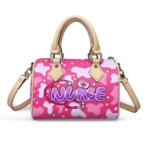 Borsa Boston Mini di Alta Qualità con Stampa su Richiesta Motivo Infermiera con Cerniera per Donne Personalizzata in Tessuto PU Borsa a Mano a Forma di Cuscino - Product Image 1