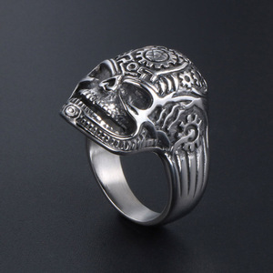 Bague vintage en forme de crâne, en acier inoxydable, bijoux pour homme, cadeau SA238 - Product Image 2