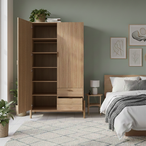 2 Door & 3 <b>drawer</b> almirah with simple grooves on the door Luxury <b>Antique</b> Traditional Solid Wood Handmade - Product Image 3