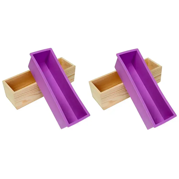 Conjunto de dois moldes retangulares de madeira de pinho para sapadores de silicone, ferramenta grande para sabonete de madeira DIY, ferramenta para molde de sabonete