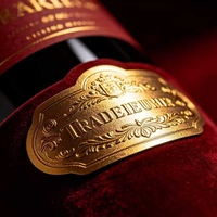 Etiquetas de Vino con Acabado de Lujo, Estampado en Caliente Dorado, Seguras para Contacto con Alimentos (UE), Etiquetas Adhesivas Personalizadas, Resistentes al Agua, para Vino Premium