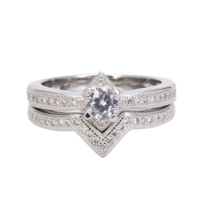 ZHILIAN Classic Couple Fine Jewelry Making 925 <strong>Silver</strong> <strong>Rings</strong> <strong>Set</strong> Diamond Wedding Engagement <strong>Ring</strong> <strong>Set</strong> - Product Image 1