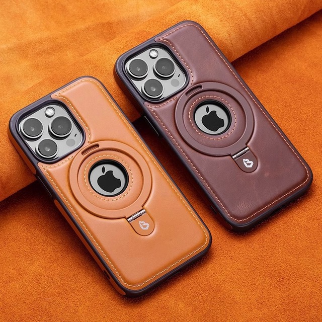 Business Metal Ring Holder Magnetic Leather Phone Case for iPhone 15 16 Pro Max OEM Genuine Leather PU S24ultra Case Cover