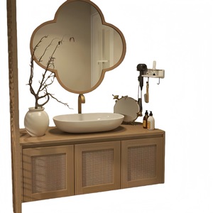 Log style cosmetic ceramic integrated basin oak bathroom cabinet combination washbasin washbasin bathroom - Product Image 4