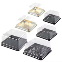 Mini boîte à gâteaux jetable de 3 pouces Plateau d'emballage alimentaire carré en plastique PET avec couvercle Boîtes à gâteaux blister transparentes en plastique PET