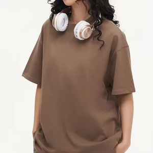 Camisetas personalizadas 100% de algodón puro para mujer, camisetas de verano informales de alta calidad, diseño de gran tamaño, sólidas, transpirables, anti-pilling, lavables - Product Image 3