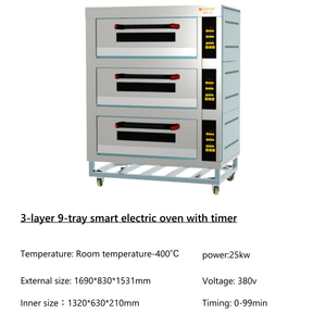 เตาอบแก๊สไฟฟ้า3ชั้น9ถาด3ชั้นสำหรับอบขนมปังเค้กพิซซ่าทาร์ตไข่ในเบเกอรี่ - Product Image 5