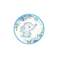 Nouveau garçon bleu éléphant thème bébé fête vaisselle ensemble bébé baptême bain décoration assiette en papier papier tasse tissu