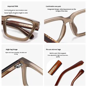 Gran oferta, accesorios gruesos recetados, <span class=keywords><strong>gafas</strong></span> ópticas cuadradas TR90, <span class=keywords><strong>gafas</strong></span> antiluz azul, diseño <span class=keywords><strong>de</strong></span> marca Vintage para hombres - Product Image 3