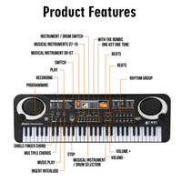 Wholesale Large-sized 61 Key Black Digital Music Electronic Keyboard, Electronic Piano with Microphone