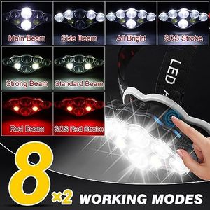 8 đèn pha LED với đèn 18000 siêu sáng cầm tay có thể sạc lại cảm biến chuyển động 16 chế độ điều chỉnh màu Đỏ - Product Image 4