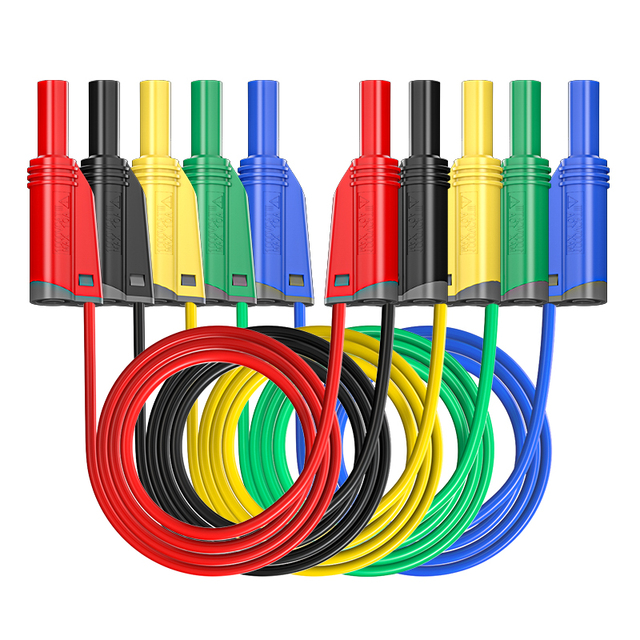 Cleqee P1050-1 4mm Banana Plug Test Lead Soft Silicone Cable Safe Stackable Male Plug 1M Wire 14AWG 1000V/10A
