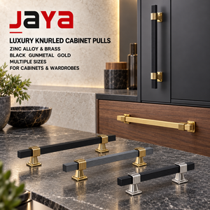 JAYA Lüks Tırtıllı Çinko Alaşımlı Pirinç Dolap Kulpları Modern Altın Siyah Donanım Mutfak Gardırop Çekmeceleri için - Product Image 1