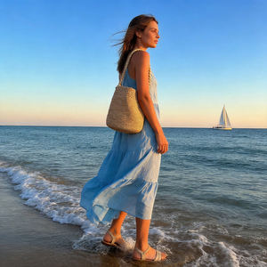 Bolso de Hombro de Rafia Hecho <span class=keywords><strong>a</strong></span> Mano, Bolso de Playa Tejido Sostenible, Bolso de Ganchillo Artesanal Estilo Boho <span class=keywords><strong>para</strong></span> Mujer, <span class=keywords><strong>para</strong></span> Vacaciones - Product Image 2